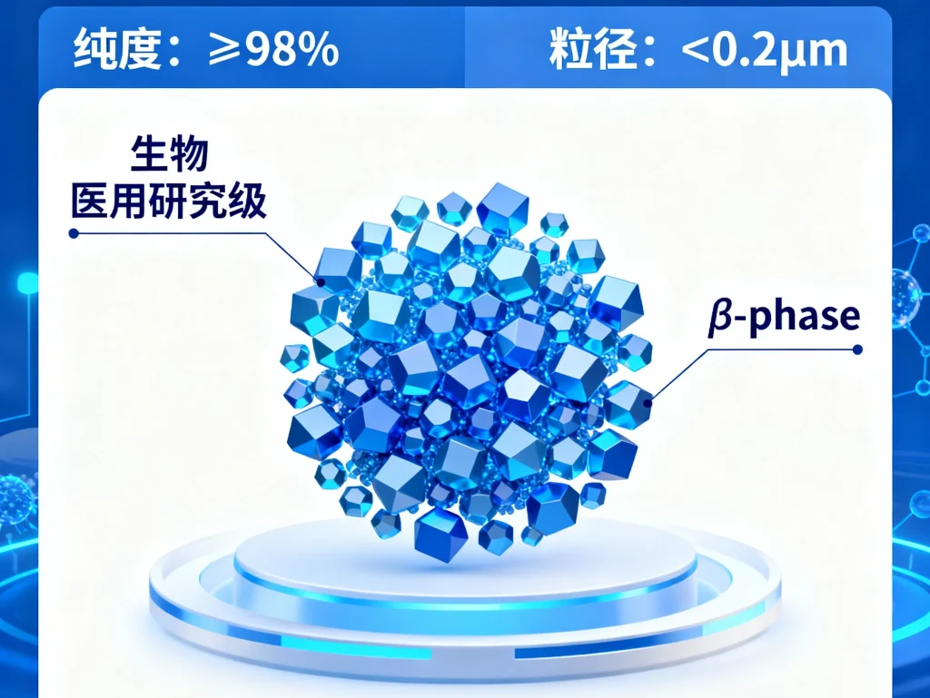 β 磷酸三钙，生物医用研究级，≥98，β phase， 0.2μm