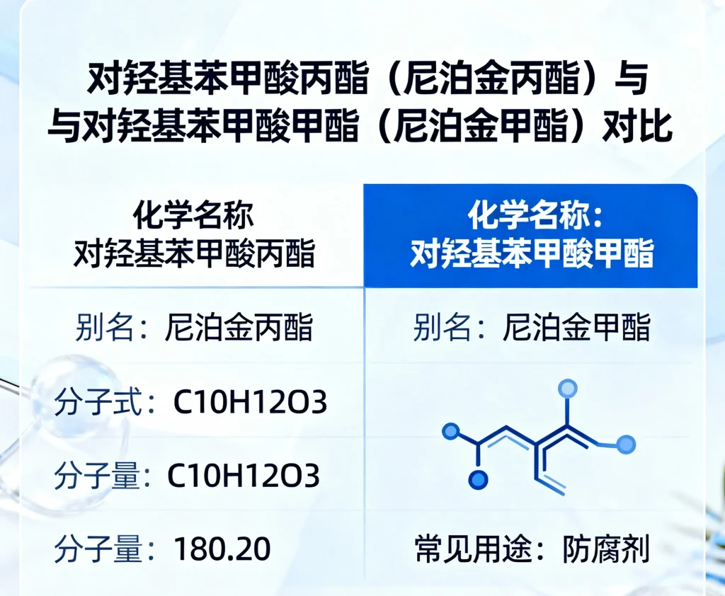 对羟基苯甲酸丙酯（尼泊金丙酯） 对羟基苯甲酸甲酯（尼泊金甲酯）
